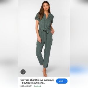 NWT Velvet♡Heart Greyson Short Sleeve Jumpsuit Sz L Sage Leaf